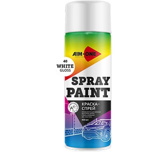 Изображение товара Акриловая краска AIM-ONE белая глянцевая, 450 мл SP-GB40