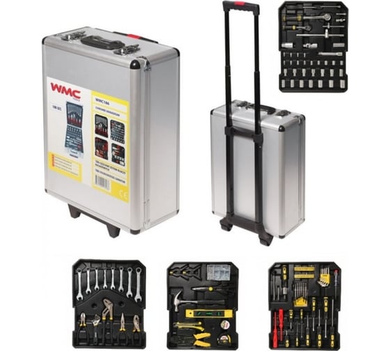 Изображение товара Набор инструмента WMC TOOLS 1/4"&1/2"DR 6 граней, Дорожный кейс 186 предметов WMC-WMC186(47008)