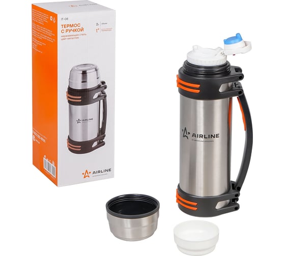 Изображение товара Термос с ручкой Airline 2.0 л, нержавеющая сталь, цвет металлик IT-08