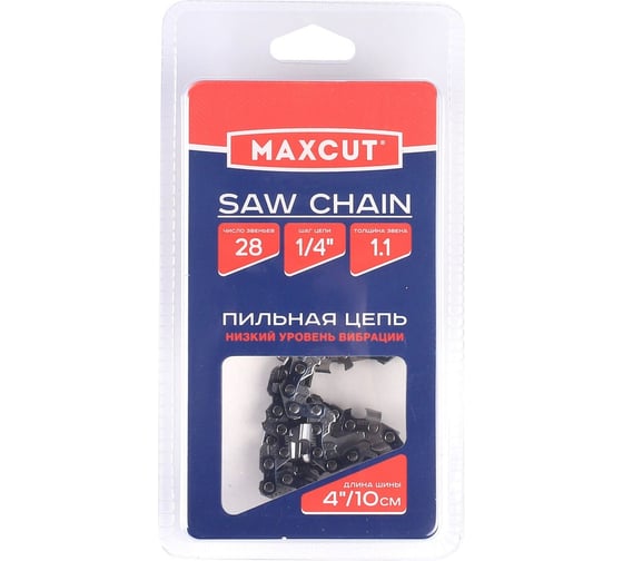 Изображение товара Цепь 71LV-28E, 1/4", 1.1 мм, 28 звеньев, блистер MaxCut 086321128