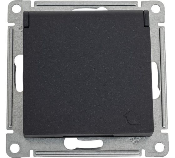 Изображение товара Механизм розетки Systeme Electric с заземлением Atlasdesign базальт со шторками, с крышкой, 16а, ip20, ATN001446