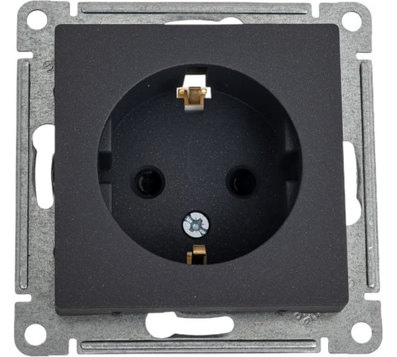 Изображение товара Механизм розетки Systeme Electric Atlasdesign базальт с заземлением, со шторками, 16а, ATN001445