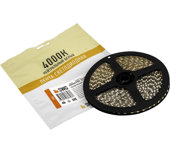 Изображение товара Светодиодная лента pro SWG 5mm, SMD 3528, 120 LED/м, 24В, IP20, Нейтральный белый 00-00005668