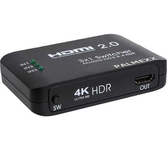 Изображение товара Свитч AYS31V20 3HDMI*1HDMI PALMEXX 4K/60Hz YUV 4:4:4 HDR (2160P, 3D, HDMI V2.0) PX/AYS-31V20