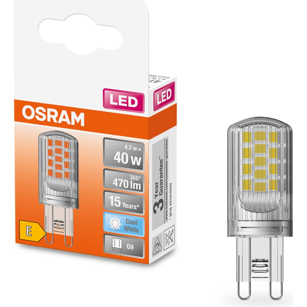 Изображение товара Светодиодная лампа Osram LEDPIN40 CL 4.2W 220V G9