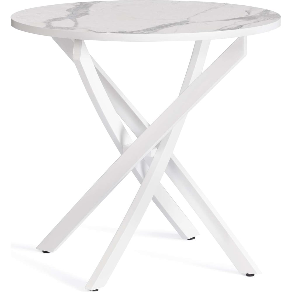 Изображение товара Стол Tetchair Manzana круглый ЛДСП металл мрамор светлый белый 800x800x750