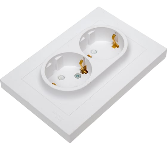 Изображение товара Двойная розетка в сборе Systeme Electric Atlasdesign лотос с заземлением, со шторками, 16а, ATN001326