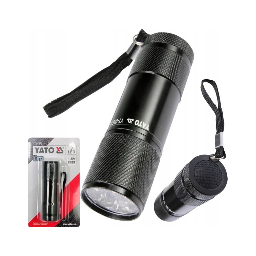 Изображение товара Мини фонарь YATO алюминий 9 LED YT-08570 профессиональный компактный