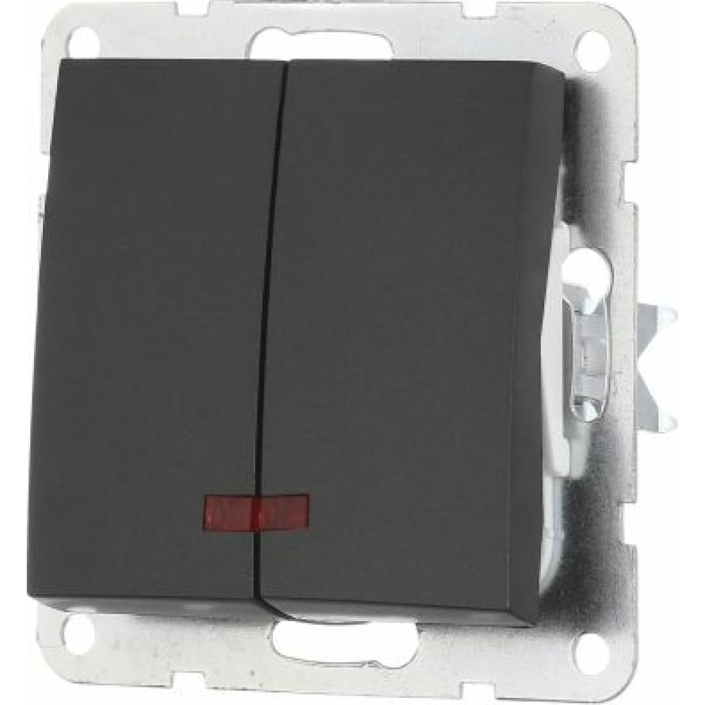 2-клавишный выключатель lk studio с индикаторами, схема 5l, 16 a, 250 b, черный бархат 861208-1  - купить со скидкой