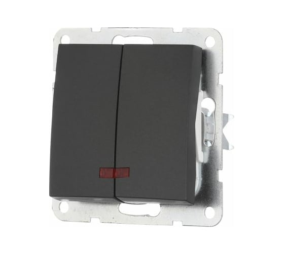 Изображение товара 2-клавишный выключатель LK Studio с индикаторами, схема 5L, 16 A, 250 B, черный бархат 861208-1