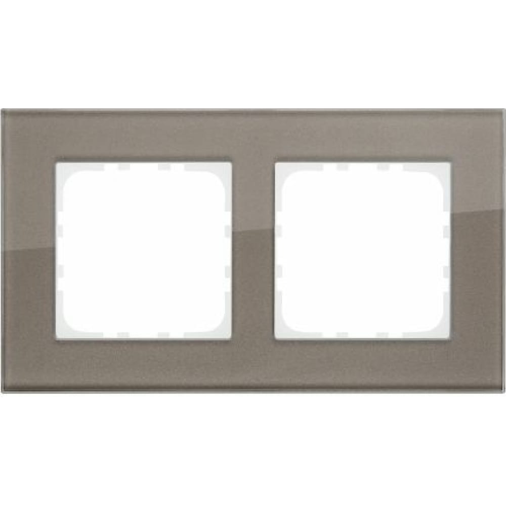 2-постовая рамка lk studio натуральное стекло, цвет серо-коричневый 844219-1  - купить со скидкой