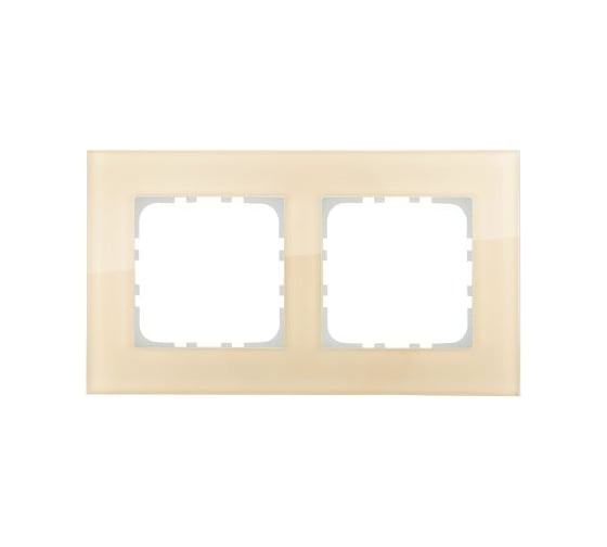 Изображение товара 2-постовая рамка LK Studio натуральное стекло, цвет кремовый 844217-1