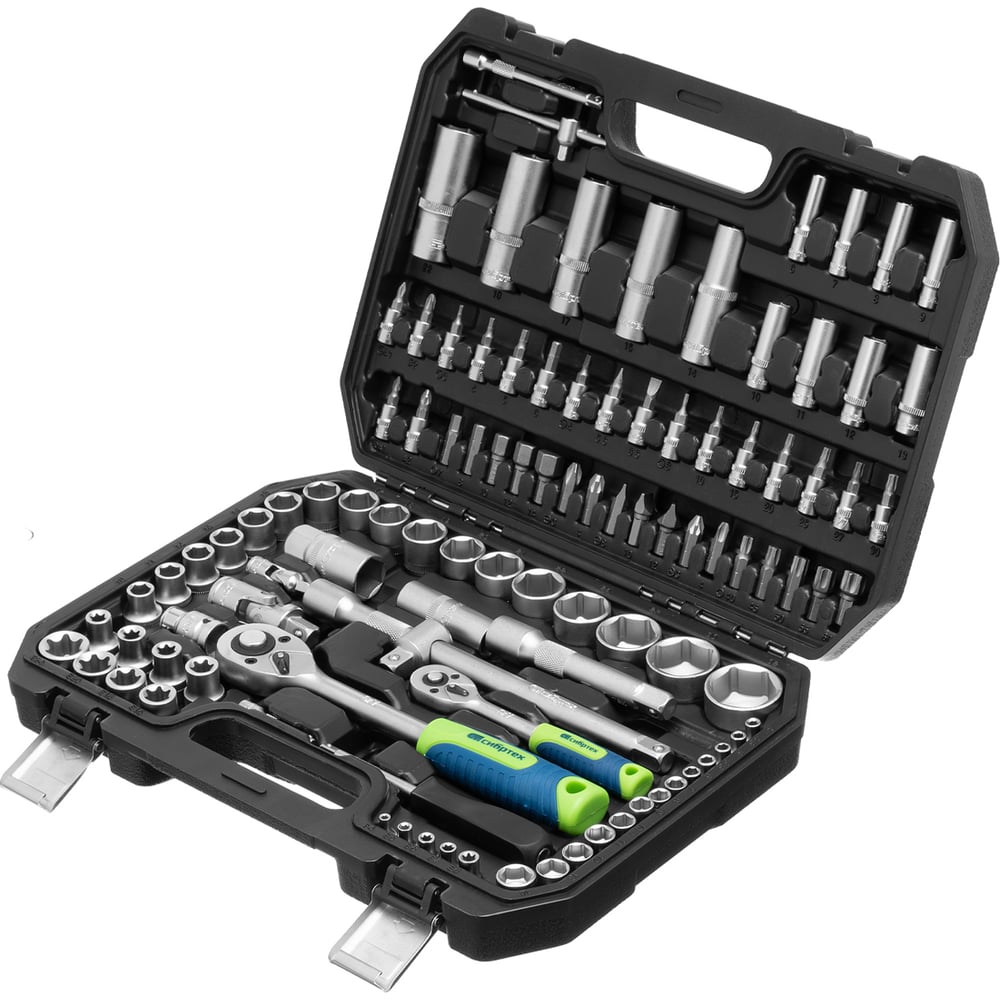 Изображение товара Набор инструментов СИБРТЕХ 1/2", 1/4", 108 предметов 13389