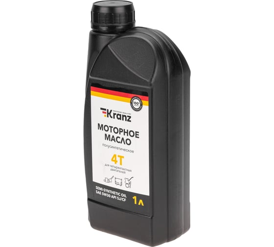Изображение товара Моторное масло полусинтетическое для 4-х тактных двигателей SAE 5W30, 1 л KRANZ KR-16-1299