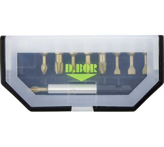 Изображение товара Набор бит TiN-half 10 шт с магнитным держателем D.BOR D-SET-10A-1-TIN