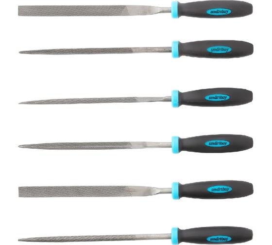 Изображение товара Набор надфилей Smartbuy d 4x160 мм, 6 шт., пластиковая ручка, кейс, tools SBT-TFS-6p2