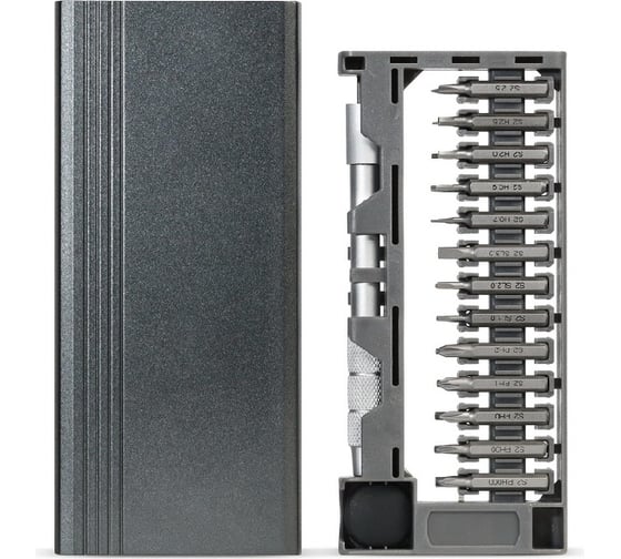 Изображение товара Отвертка с набором бит Smartbuy 26 бит, металлический пенал, s2, магнитный держ-ль бит SBT-SCBS-26P1met