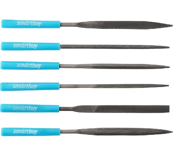 Изображение товара Набор надфилей Smartbuy d4x160 мм, 6 шт., пластиковая ручка, tools SBT-TFS-6p1