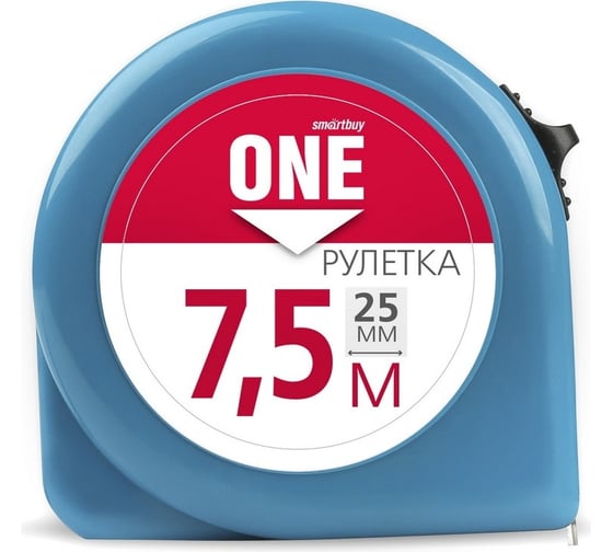 Изображение товара Измерительная рулетка Smartbuy 7.5 м х 25 мм, пластиковый корпус, фиксатор, усиленный зацеп, onetools/48 SBT-MTP-7525P1