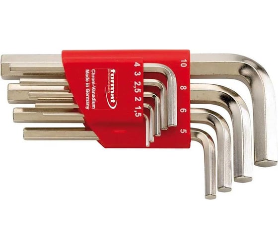 Изображение товара Набор шестигранных г-образных ключей FORMAT 1.5-10 мм, 9 шт. 5847 0047