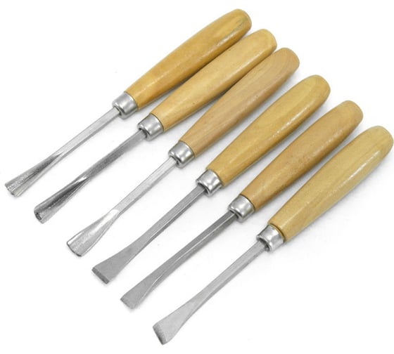 Изображение товара Набор фигурных стамесок-резцов Политех MaxCut деревянная рукоятка, 6 шт. 2527733