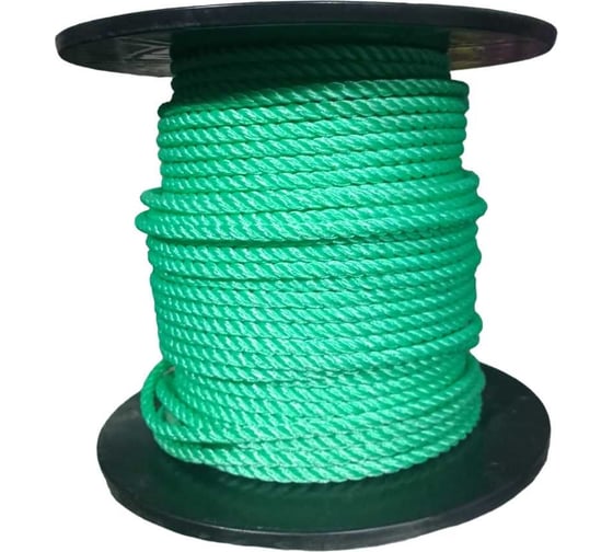 Изображение товара Канат Эбис полиэстил, 8 мм, тросовой свивки, 100 м, зеленый 76430