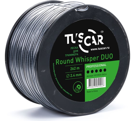 Изображение товара Леска для триммера Round Whisper DUO, Professional, 2.4 мм, 262 м TUSCAR 10172524-262-4