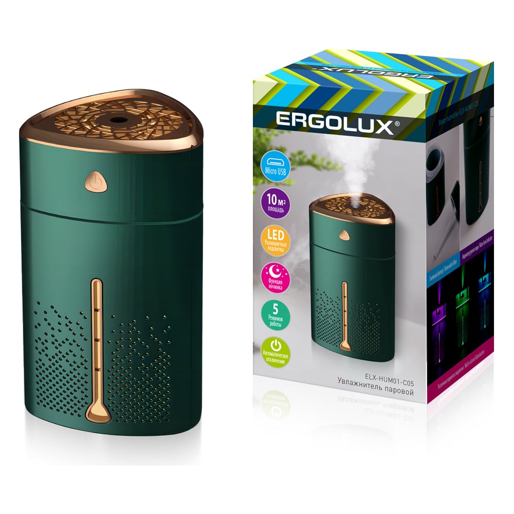 Изображение товара Увлажнитель воздуха Ergolux Elx-hum01-c05 паровой с ароматизацией и ночником