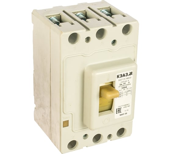 Изображение товара Автоматический выключатель КЭАЗ ВА57-35-340010-50А-500-690AC-УХЛ3-КЭАЗ 108613