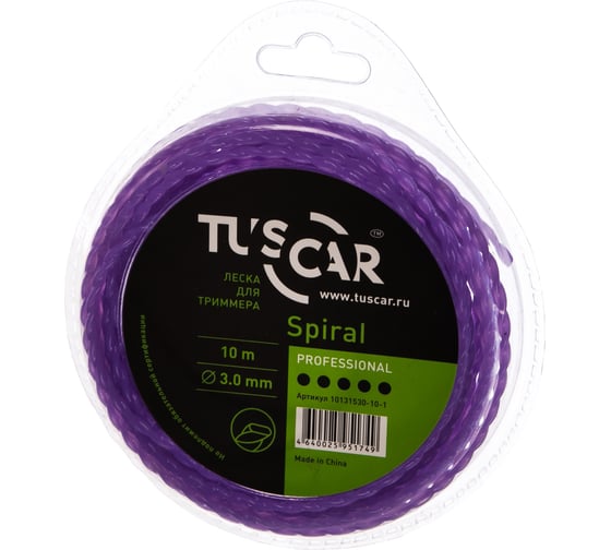 Изображение товара Леска для триммера Spiral, Professional, 3.0 мм, 10 м TUSCAR 10131530-10-1