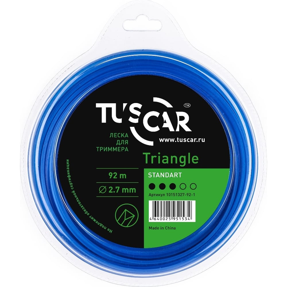 Леска для триммера TUSCAR леска для триммера 3 мм 50 м треугольник bartex синяя блистер