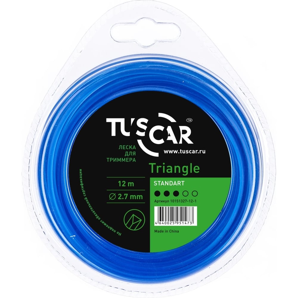 Леска для триммера TUSCAR леска для триммера 2 4 мм 50 м треугольник bartex синяя блистер