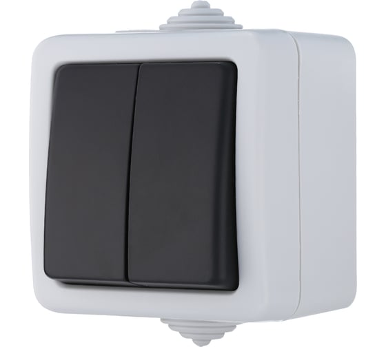 Изображение товара 2-х полюсный двухклавишный переключатель LK Studio с 2-х мест, схема 6+6, IP54 10А/250V IP54 80006