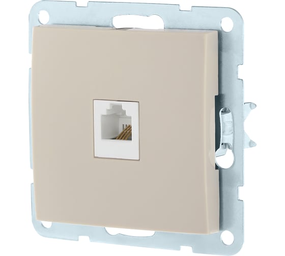 Изображение товара Компьютерная розетка LK Studio RJ-45, категория 5е, с накладкой, бежевый 866101-1