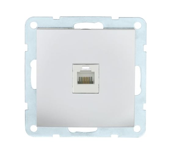 Изображение товара Компьютерная розетка LK Studio RJ-45, категория 5е, с накладкой, серебристый металлик 866103-1