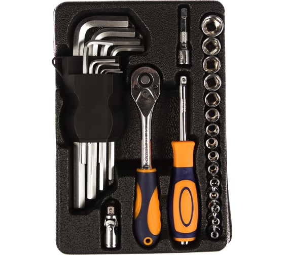 Изображение товара Набор торцевых головок с трещоткой HELFER 28 пр 1/4 HF003103