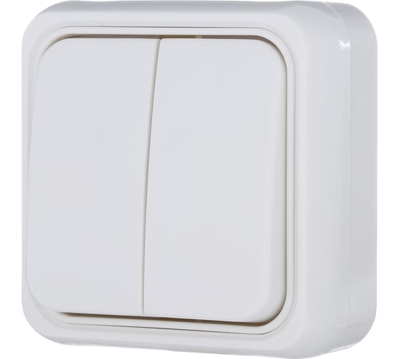 Изображение товара 2-клавишный выключатель LK Studio схема 5, открытой установки, белый 811104