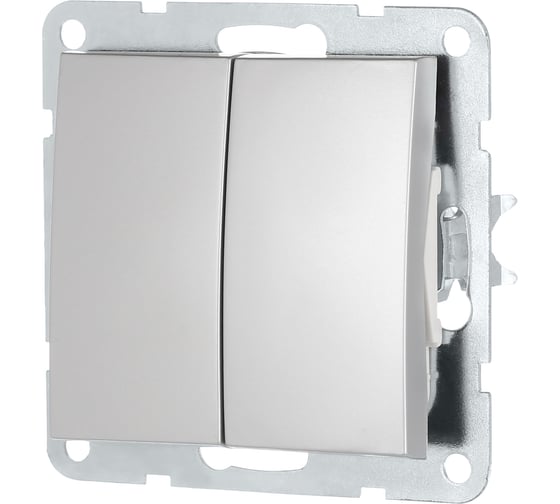 Изображение товара 2-клавишный выключатель LK Studio схема 5, 16 A, 250 B, серебристый металлик 861103-1