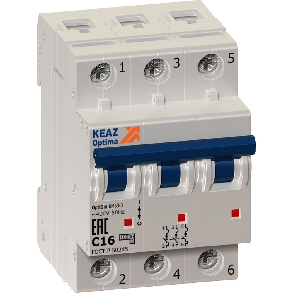 Модульный автоматический выключатель КЭАЗ выключатель автоматический модульный 1п b 16а 4 5ка ва 47 29 basic ekf mcb4729 1 16 b