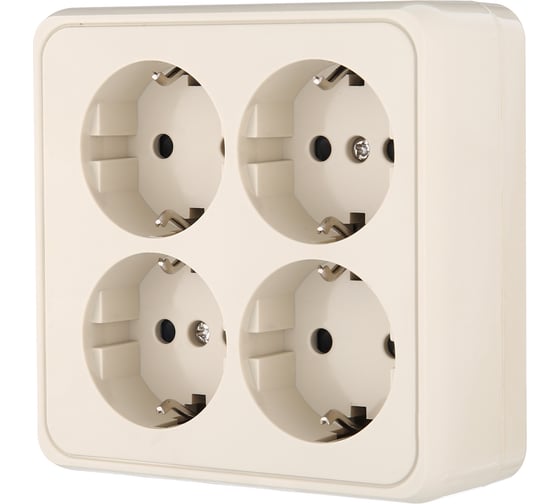 Изображение товара 4-местная розетка LK Studio открытой установки с з/к, со шторками, бежевый 813801