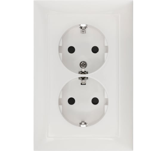 Изображение товара Двойная прямая розетка LK Studio с з/к, со шторками, белый 863704-1