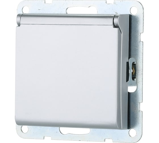 Изображение товара Розетка LK Studio с з/к, шторками и крышкой, серебристый металлик 863403-1