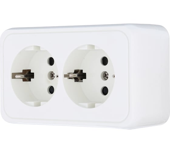 Изображение товара Двойная розетка открытой установки LK Studio с з/к, со шторками, белый 813504