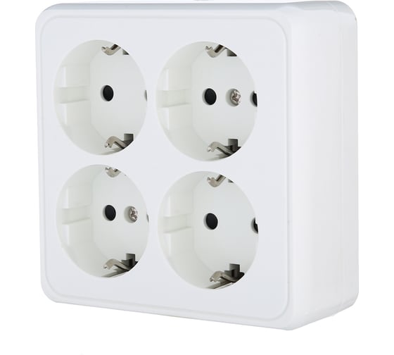 Изображение товара 4-местная розетка открытой установки LK Studio с з/к, со шторками, белый 813804