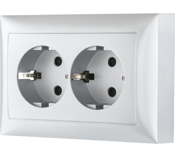 Изображение товара Двойная прямая розетка LK Studio с з/к, со шторками, серебристый металлик 863703-1