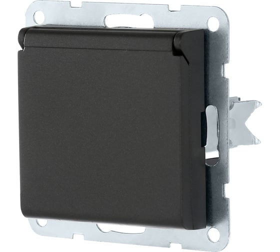 Изображение товара Розетка LK Studio с з/к, шторками и крышкой, черный бархат 863408-1