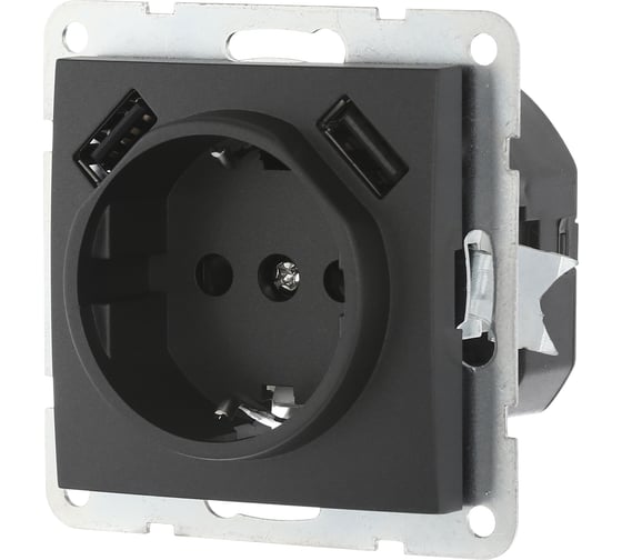 Изображение товара Розетка LK Studio с з/к + 2хUSB разъем, 2А, черный бархат 868008-1