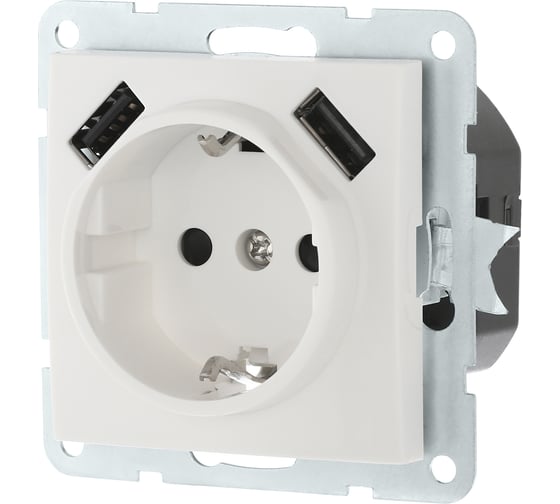 Изображение товара Розетка LK Studio с з/к + 2хUSB разъем, 2А белый 868004-1