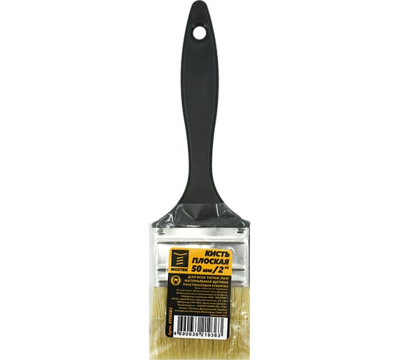 Изображение товара Плоская кисть MosTek 50мм /2", натуральная щетина, пластиковая рукоятка 8150502