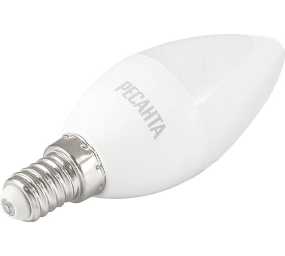 Изображение товара Светодиодная лампа Ресанта LL-R-C37-6W-230-3K-E14 (свеча, 6Вт, теплый, Е14) 76/1/3